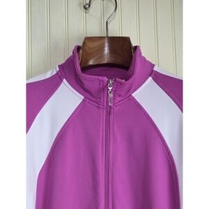 Athletic Works Jacket Womens XL 16/18 Purple White‎ Full Zip Track Colorblock